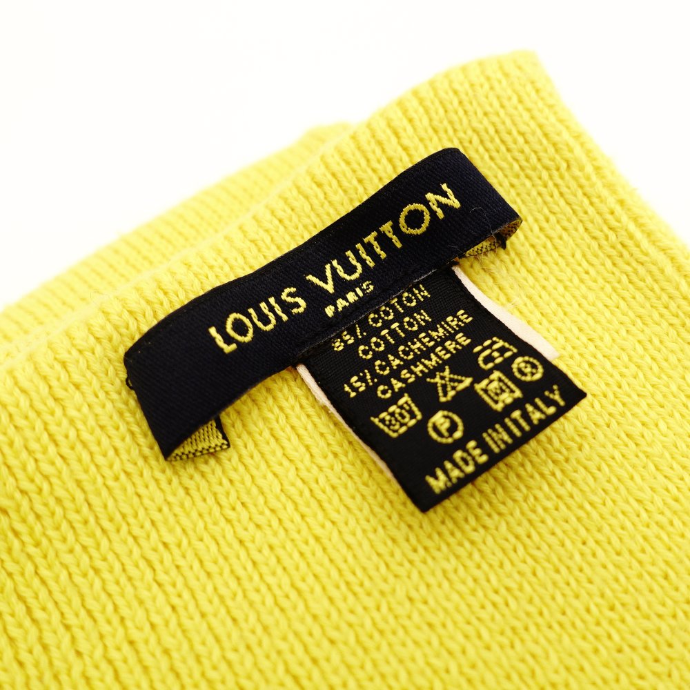 LOUIS VUITTON Cup Towel Yellow Scarf Cotton Cashmere Oversized With Box 7-10-732