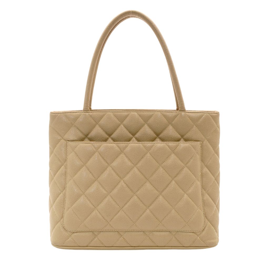 CHANEL Reissue Tote Bag Caviar Leather Beige Shoulder Tote Bag CC Logo Gold Hardware 7-8-226