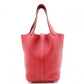 HERMES Picotin Lock Handbag, Leather, Red, Silver Hardware, T-Stamp