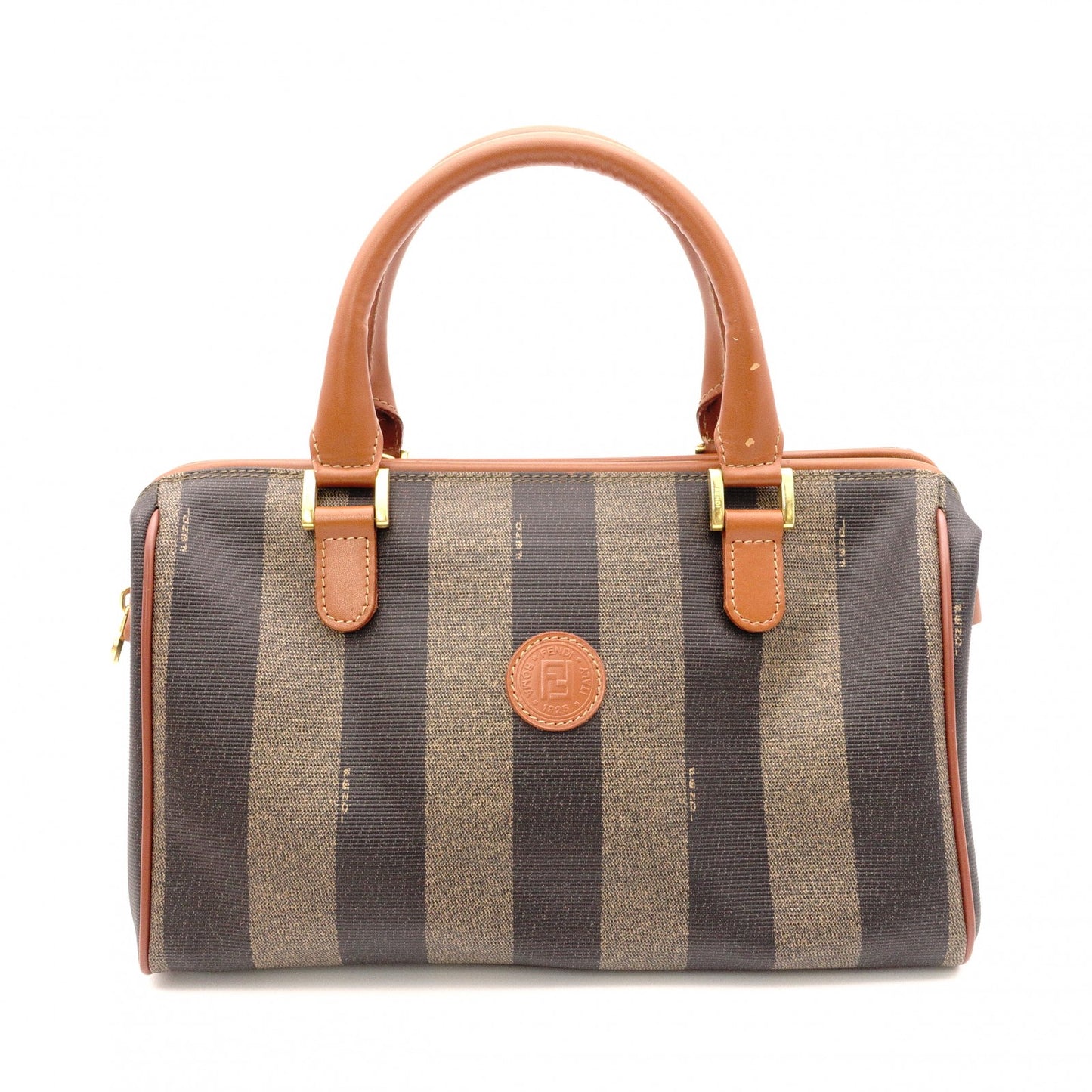 FENDI Pecan Handbag, Leather and PVC, Brown, Vintage