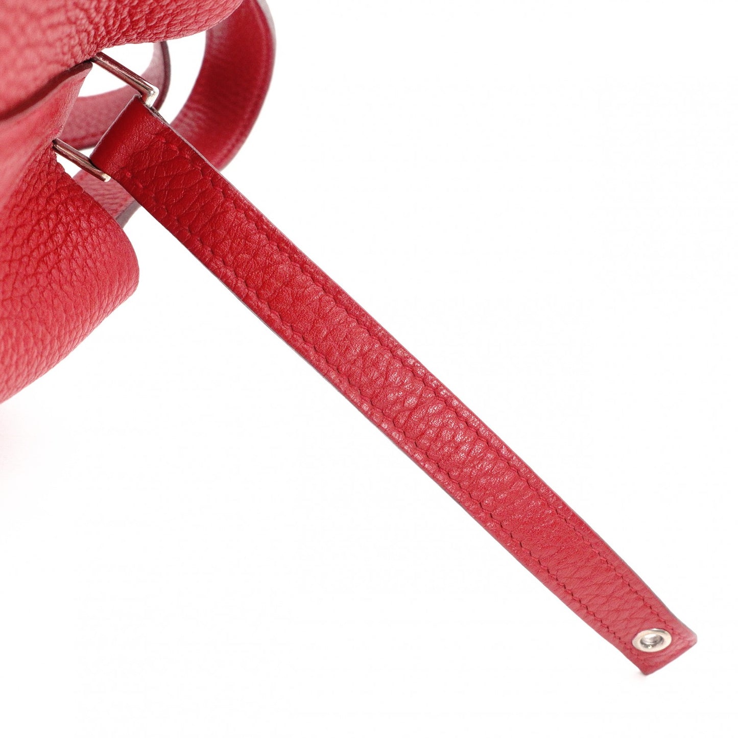 HERMES Picotin Lock Handbag, Leather, Red, Silver Hardware, T-Stamp
