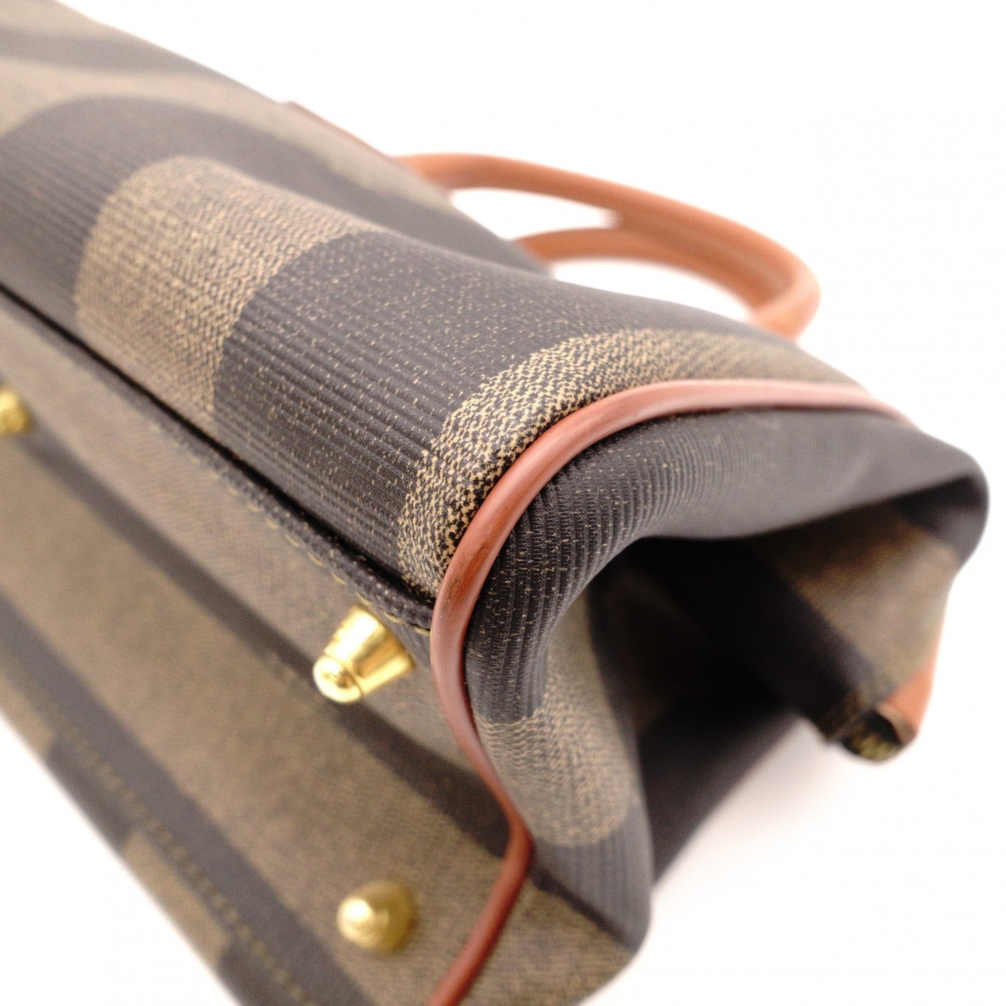 FENDI Pecan Handbag, Leather and PVC, Brown, Vintage