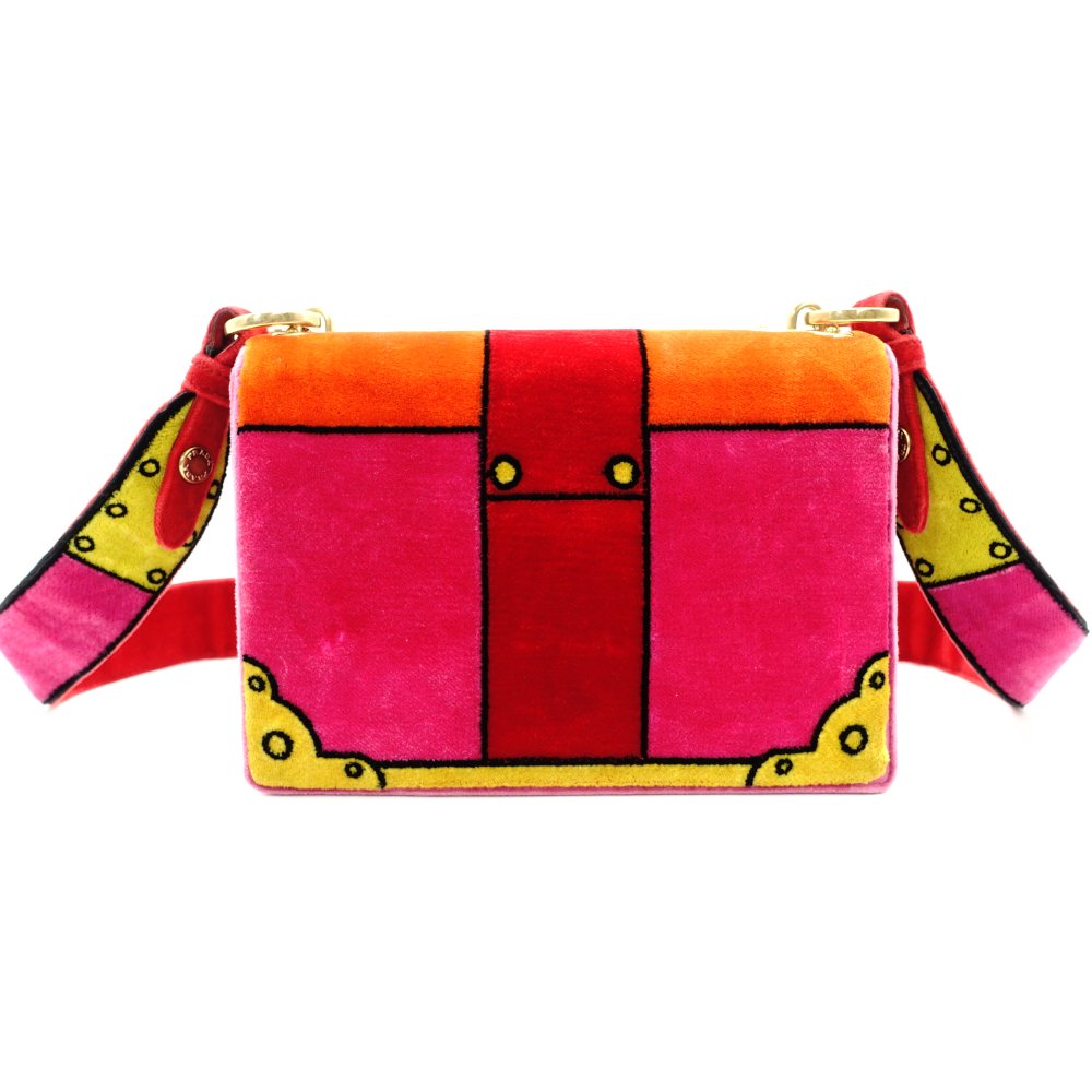 PRADA Kaibe Velvet Shoulder Bag Pink Multicolor Crossbody Velour Logo 7-10-964