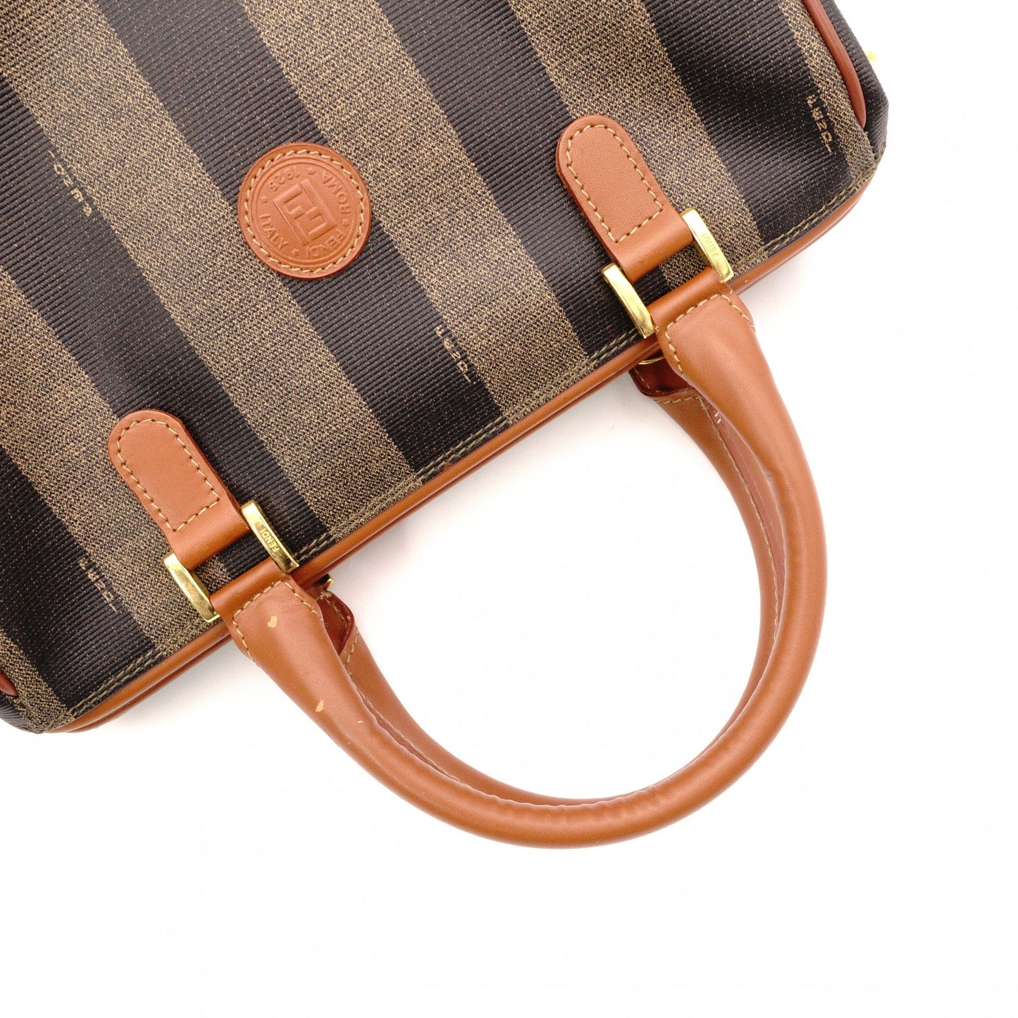 FENDI Pecan Handbag, Leather and PVC, Brown, Vintage