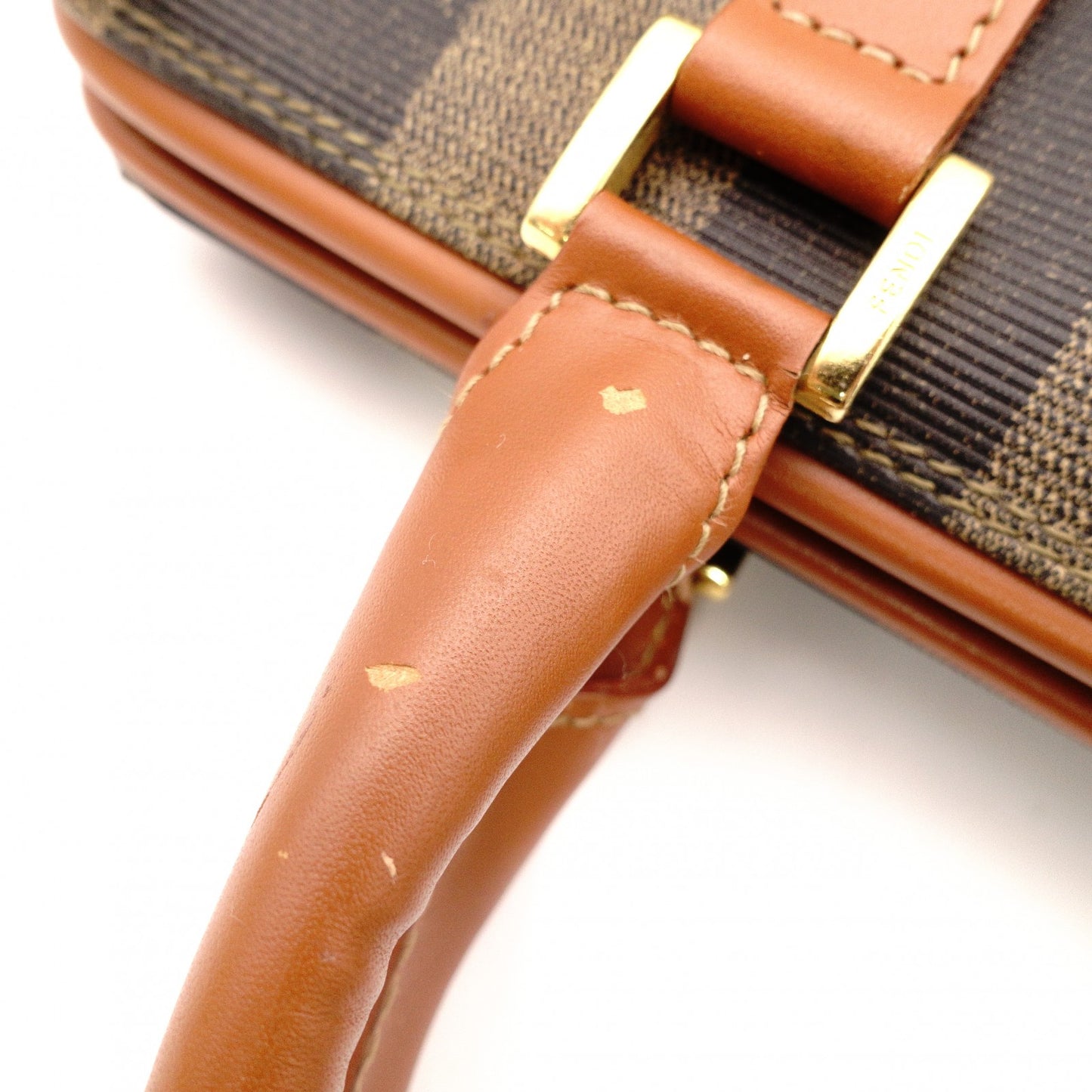 FENDI Pecan Handbag, Leather and PVC, Brown, Vintage