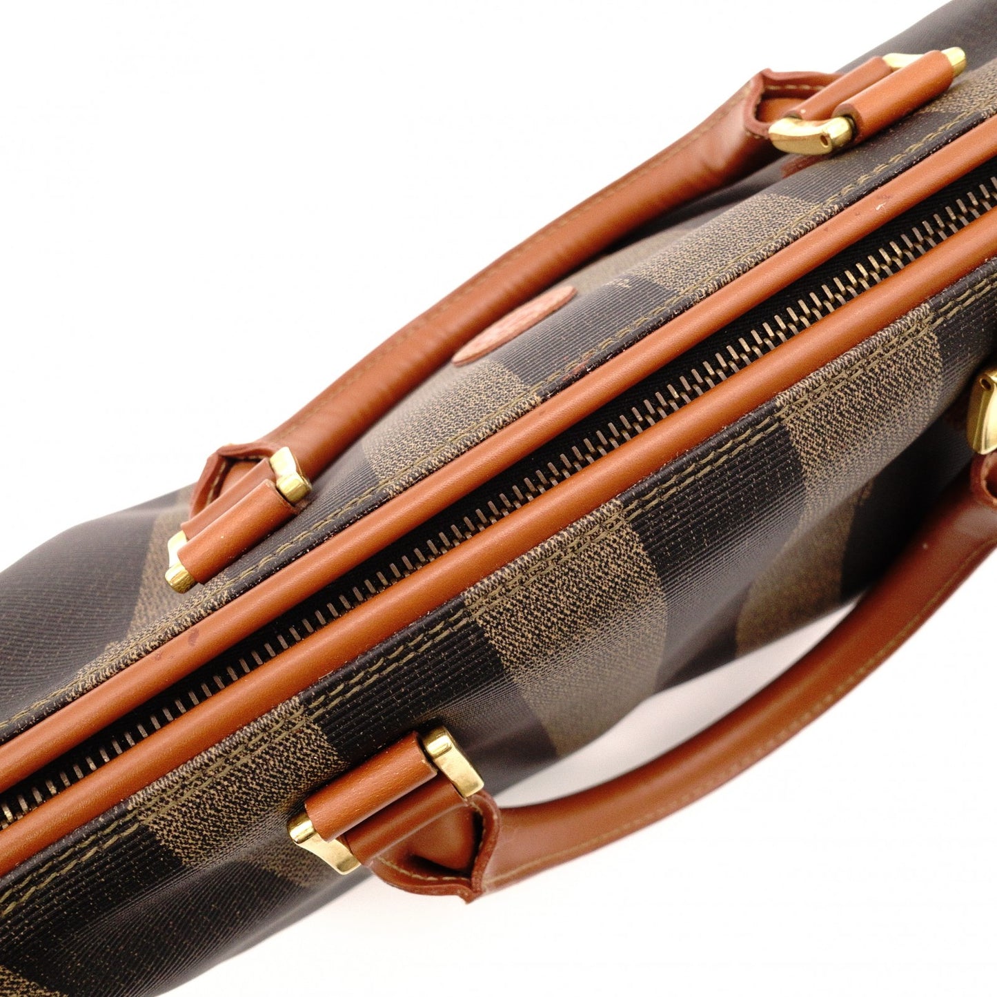 FENDI Pecan Handbag, Leather and PVC, Brown, Vintage