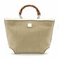 GUCCI Bamboo Handbag Children's Collection Raffia Beige × White Basket Bag 7-10-1005