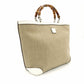 GUCCI Bamboo Handbag Children's Collection Raffia Beige × White Basket Bag 7-10-1005