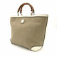 GUCCI Bamboo Handbag Children's Collection Raffia Beige × White Basket Bag 7-10-1005