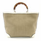GUCCI Bamboo Handbag Children's Collection Raffia Beige × White Basket Bag 7-10-1005