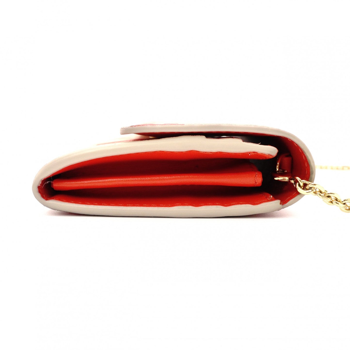 FENDI Wallet Chain, Leather, Beige, Shoulder Bag, PVC, FF Logo