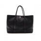 HERMES Garden Party TPM Tote Bag, Leather, Black, Silver Hardware, □K Stamped