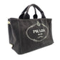 PRADA Canapa Mini Black Canvas Handbag Black Tote Logo Gold Hardware 7-10-728