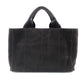 PRADA Canapa Mini Black Canvas Handbag Black Tote Logo Gold Hardware 7-10-728