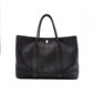 HERMES Garden Party TPM Tote Bag, Leather, Black, Silver Hardware, □K Stamped