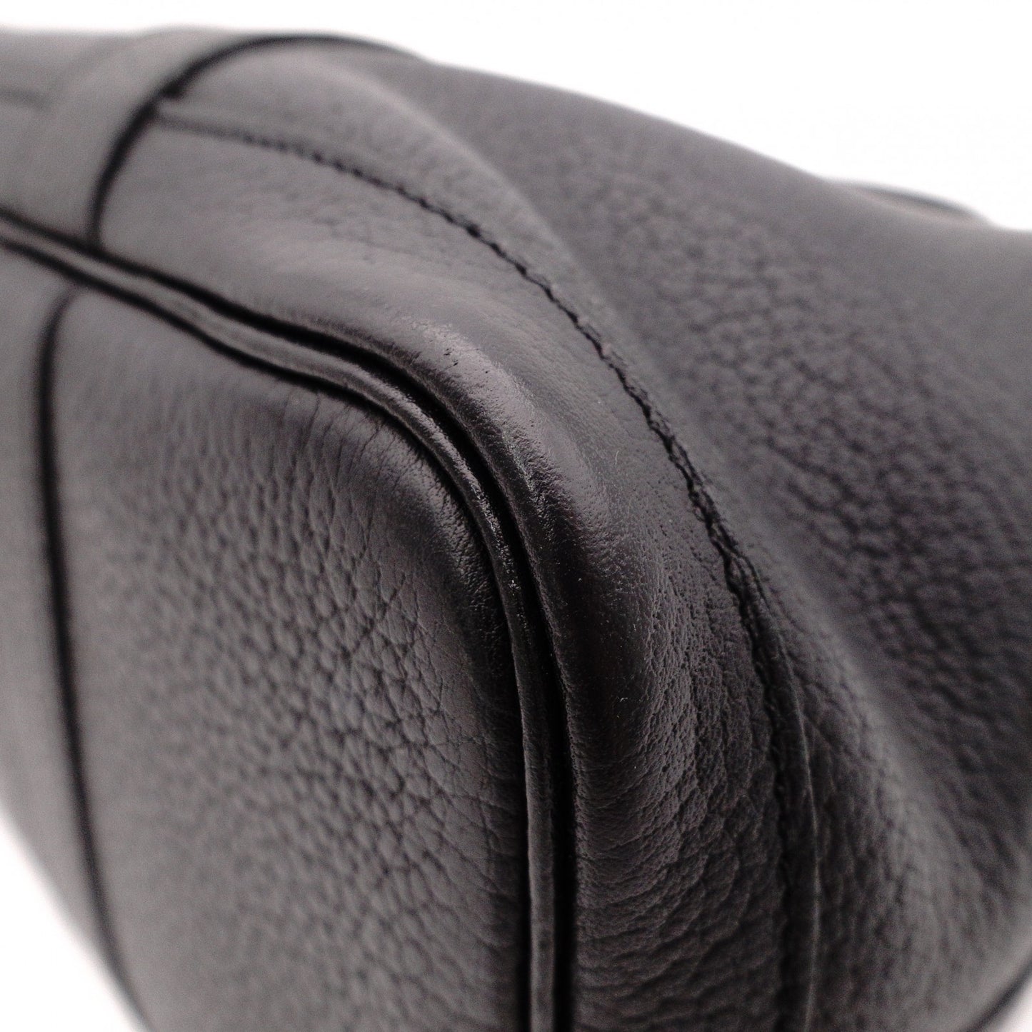 HERMES Garden Party TPM Tote Bag, Leather, Black, Silver Hardware, □K Stamped