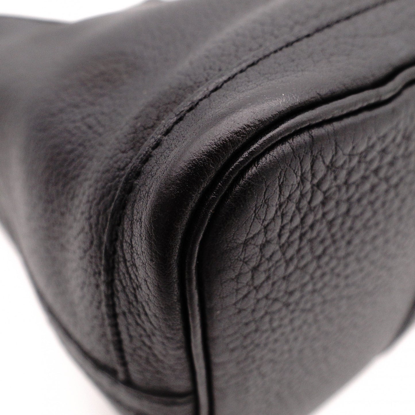 HERMES Garden Party TPM Tote Bag, Leather, Black, Silver Hardware, □K Stamped