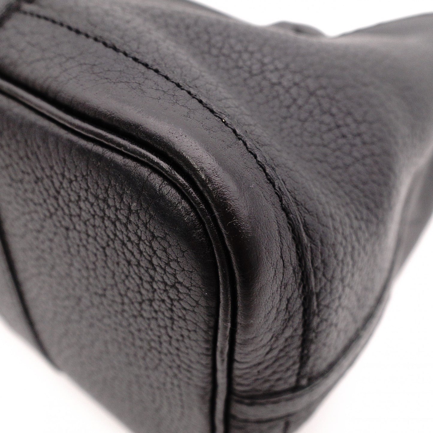 HERMES Garden Party TPM Tote Bag, Leather, Black, Silver Hardware, □K Stamped