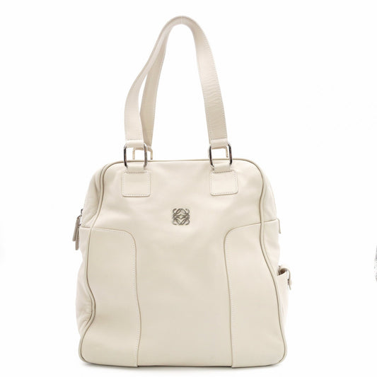 LOEWE Anagram Shoulder Bag Leather Beige Vintage