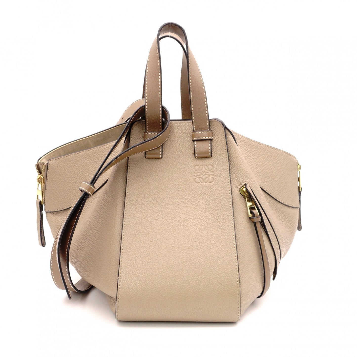 LOEWE Hammock Small Handbag, Leather, Beige, 2-Way Crossbody