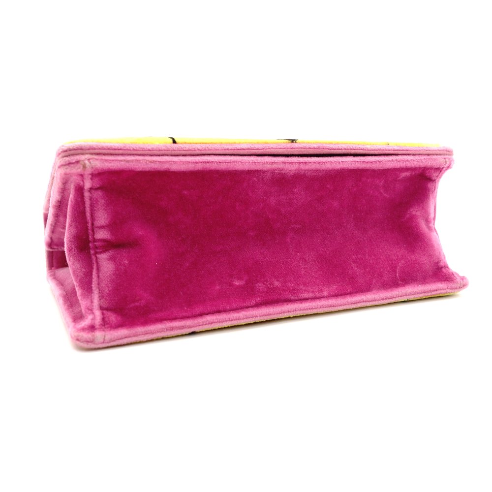 PRADA Kaibe Velvet Shoulder Bag Pink Multicolor Crossbody Velour Logo 7-10-964