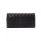 BOTTEGA VENETA Intrecciato Long Wallet, Leather, Black/Green, Men's