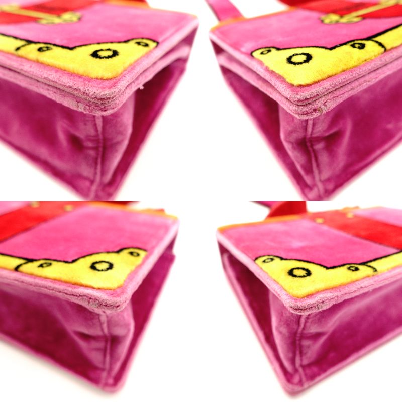 PRADA Kaibe Velvet Shoulder Bag Pink Multicolor Crossbody Velour Logo 7-10-964