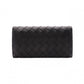 BOTTEGA VENETA Intrecciato Long Wallet, Leather, Black/Green, Men's