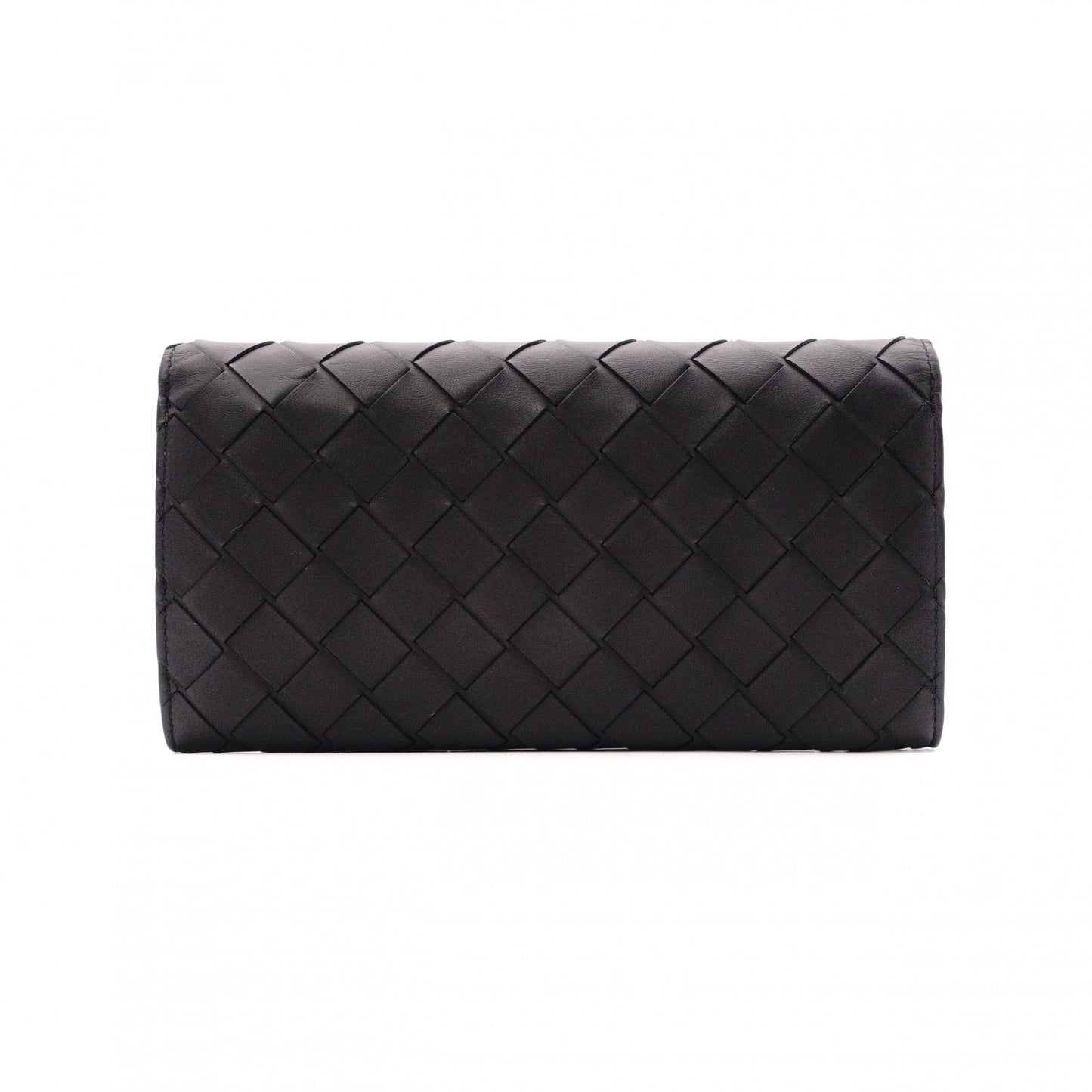 BOTTEGA VENETA Intrecciato Long Wallet, Leather, Black/Green, Men's