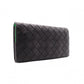 BOTTEGA VENETA Intrecciato Long Wallet, Leather, Black/Green, Men's