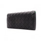 BOTTEGA VENETA Intrecciato Long Wallet, Leather, Black/Green, Men's