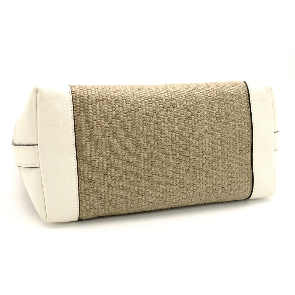 GUCCI Bamboo Handbag Children's Collection Raffia Beige × White Basket Bag 7-10-1005