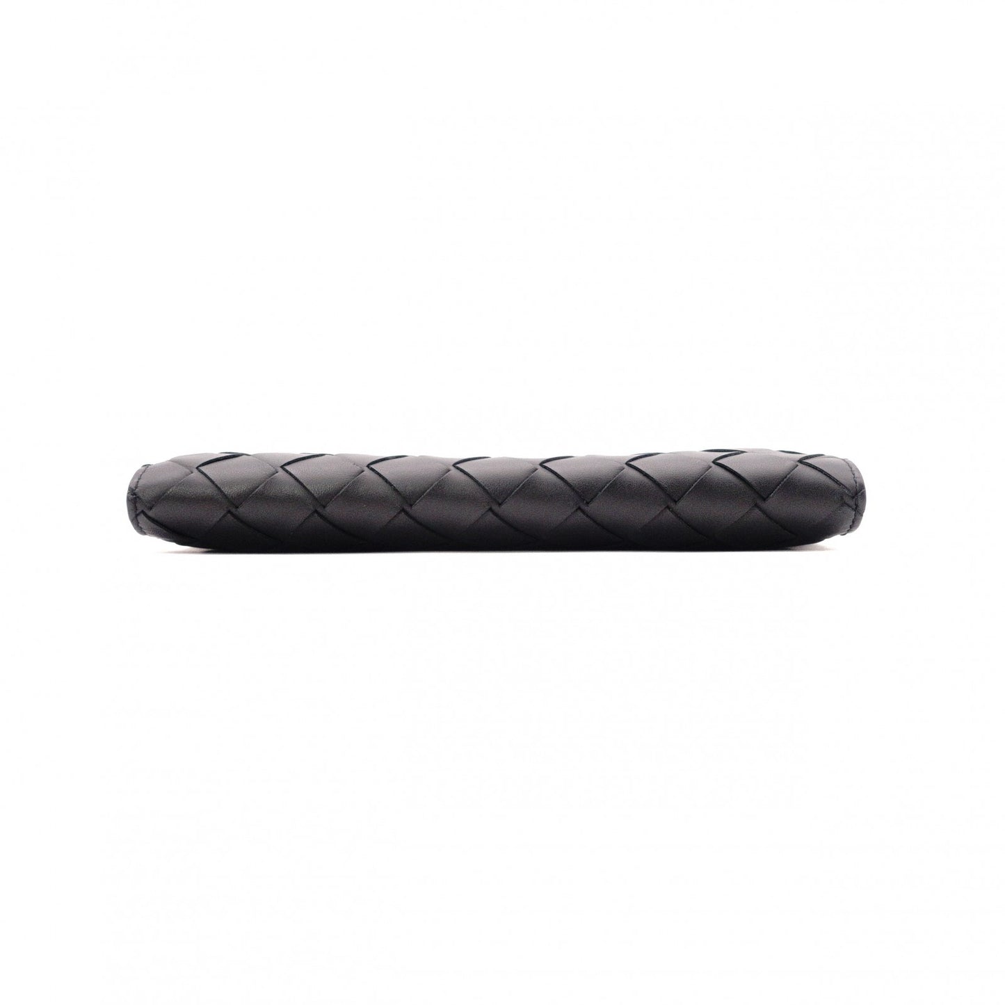 BOTTEGA VENETA Intrecciato Long Wallet, Leather, Black/Green, Men's