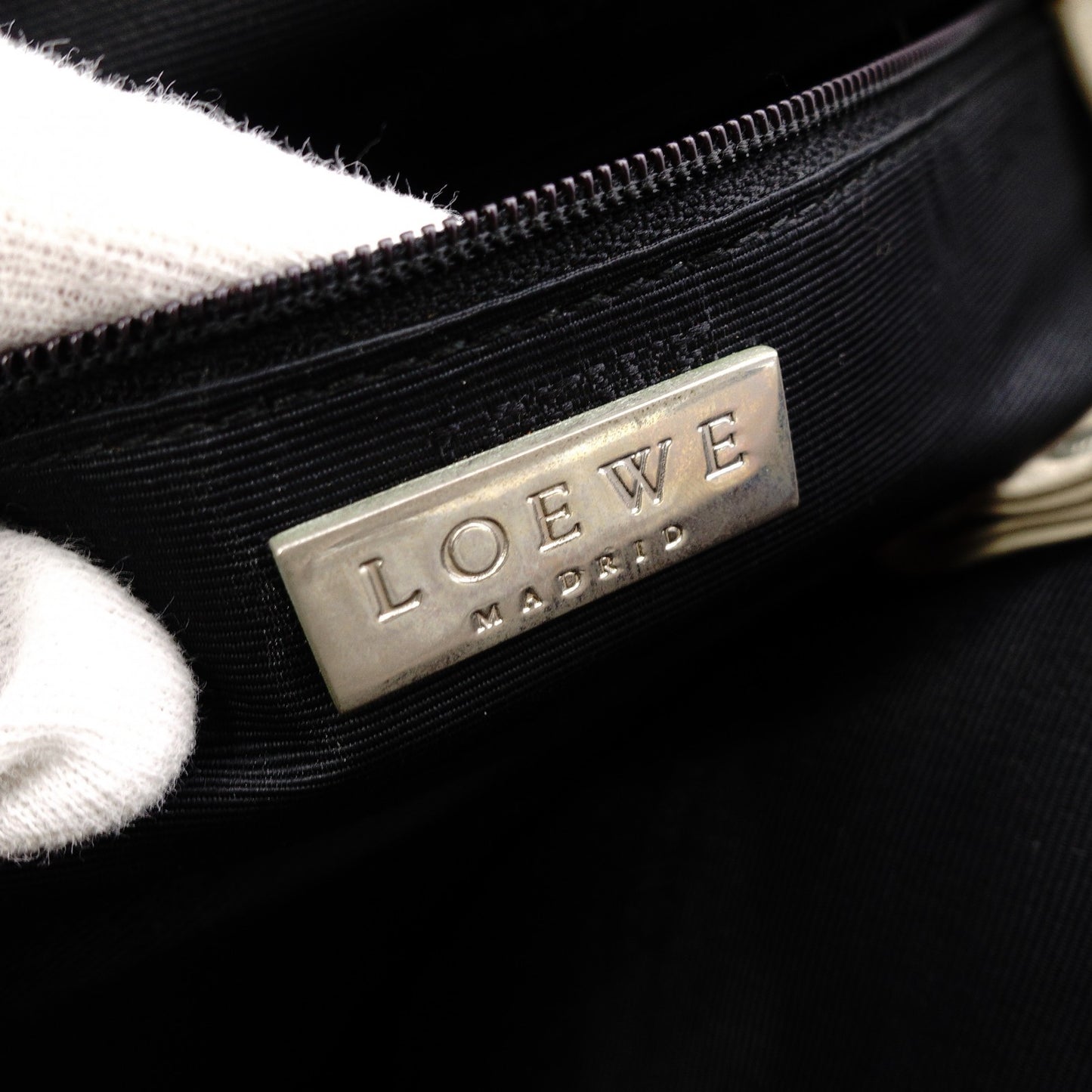 LOEWE Anagram Shoulder Bag Leather Beige Vintage