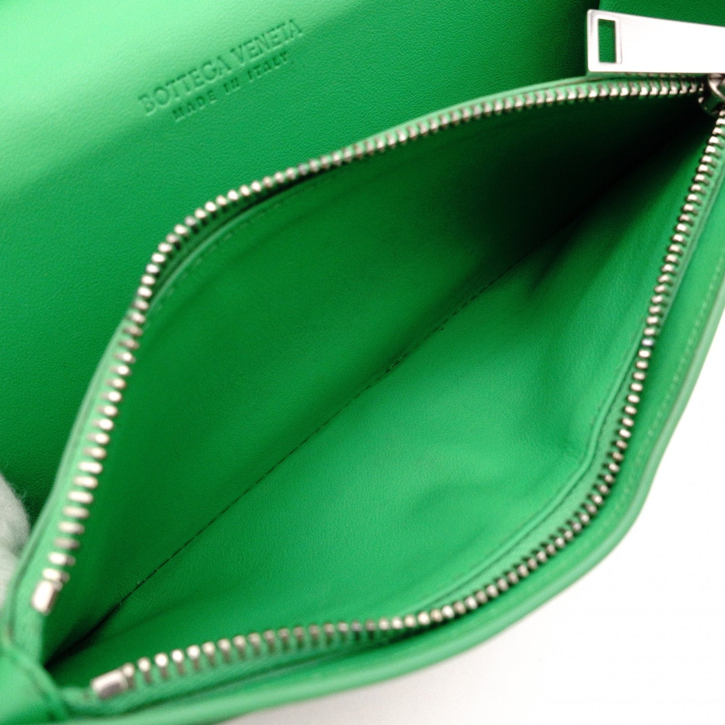 BOTTEGA VENETA Intrecciato Long Wallet, Leather, Black/Green, Men's