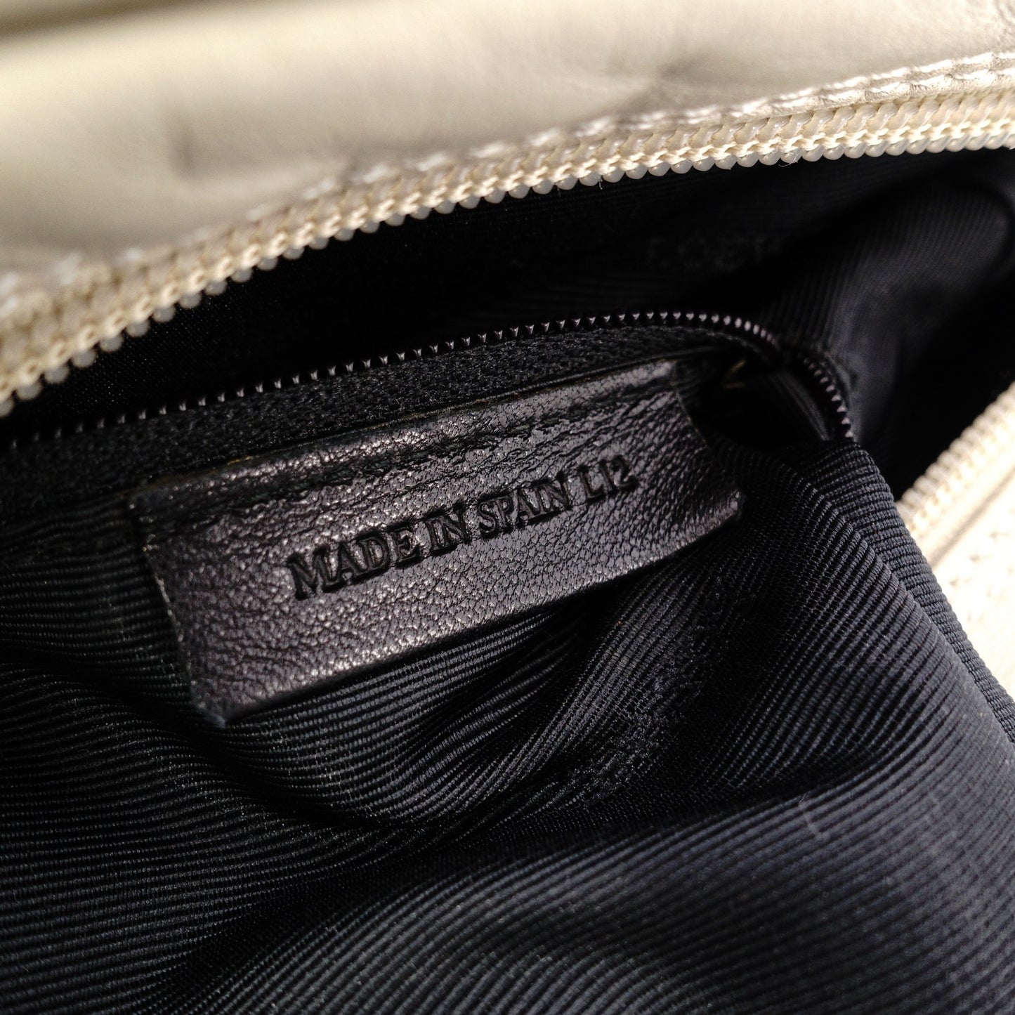 LOEWE Anagram Shoulder Bag Leather Beige Vintage