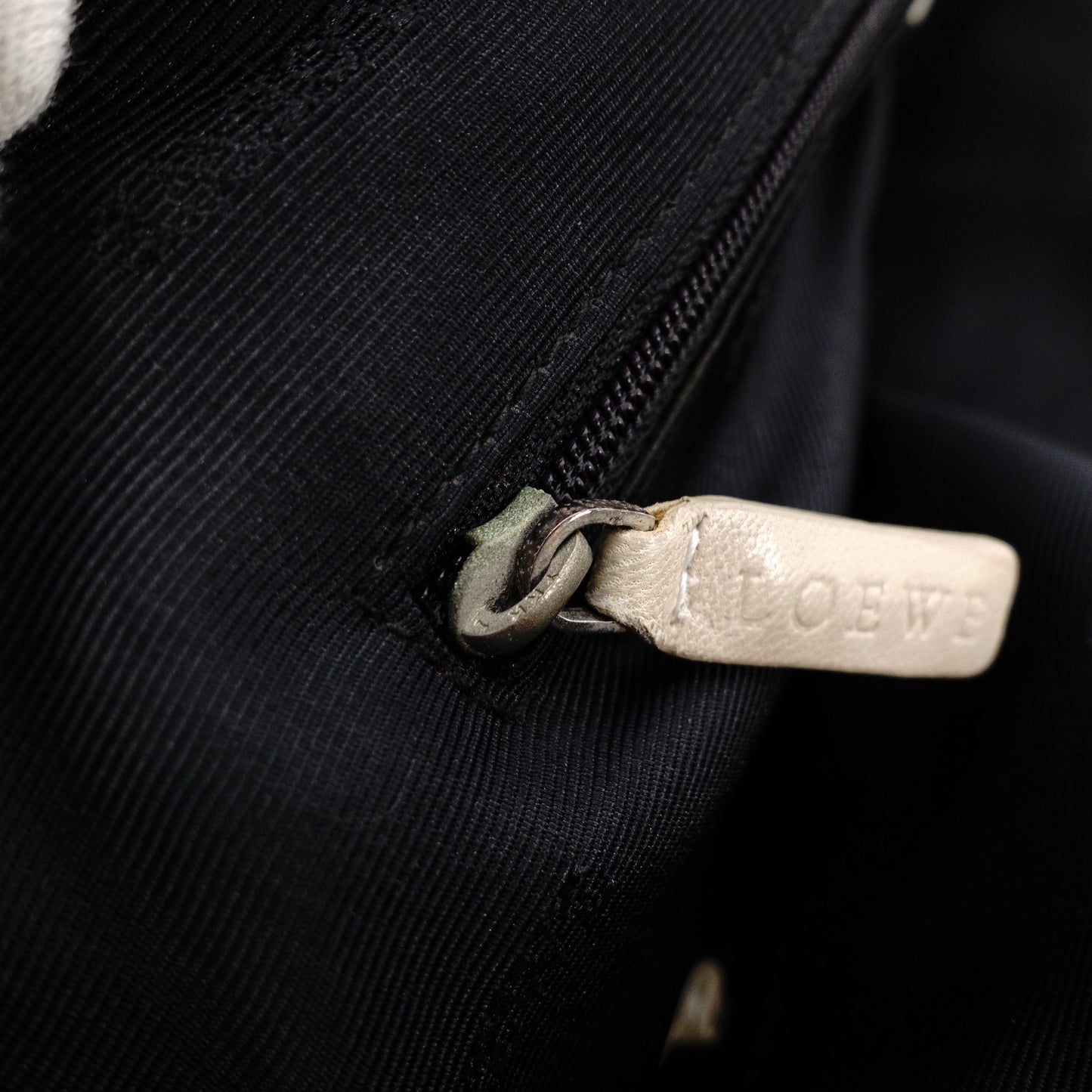 LOEWE Anagram Shoulder Bag Leather Beige Vintage