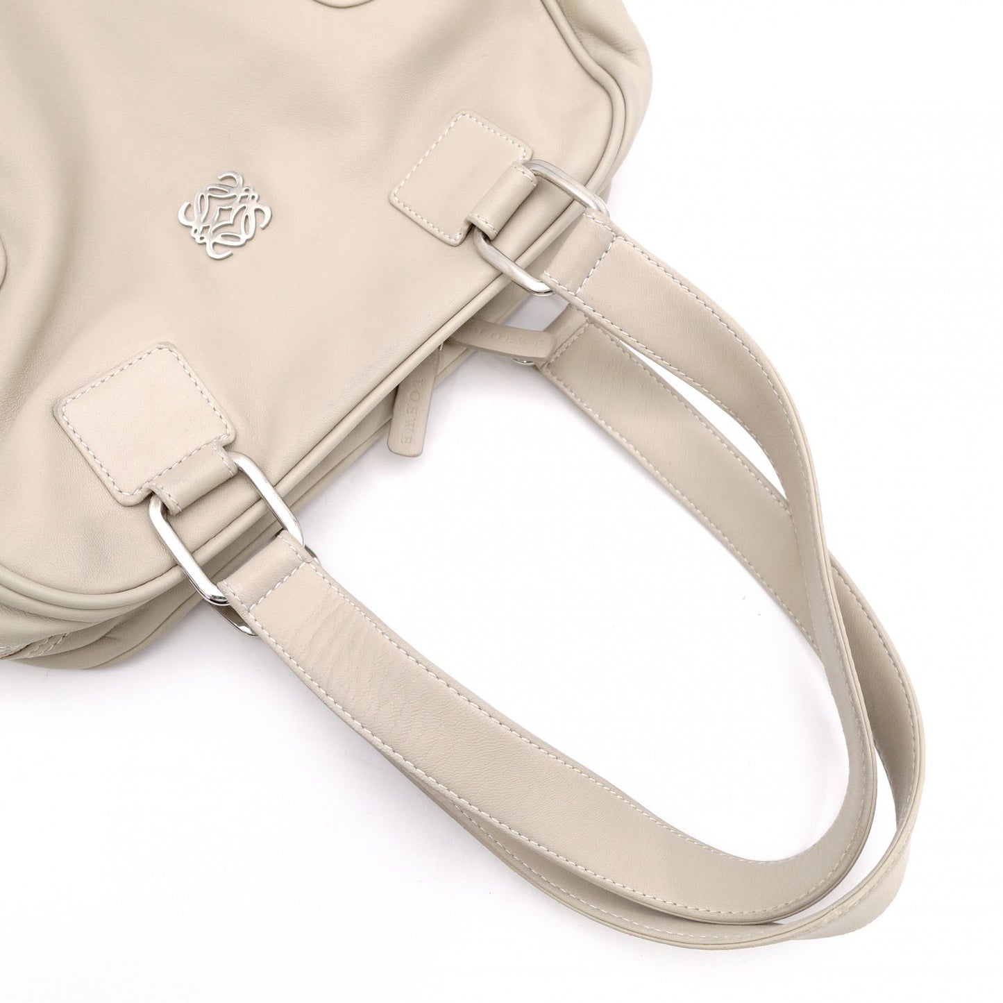 LOEWE Anagram Shoulder Bag Leather Beige Vintage