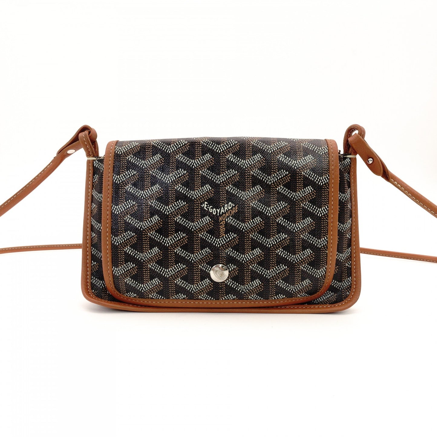 GOYARD Plume Shoulder Bag PVC Leather Brown × Black Crossbody 7-8-596