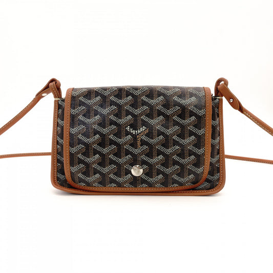 GOYARD Plume Shoulder Bag PVC Leather Brown × Black Crossbody 7-8-596