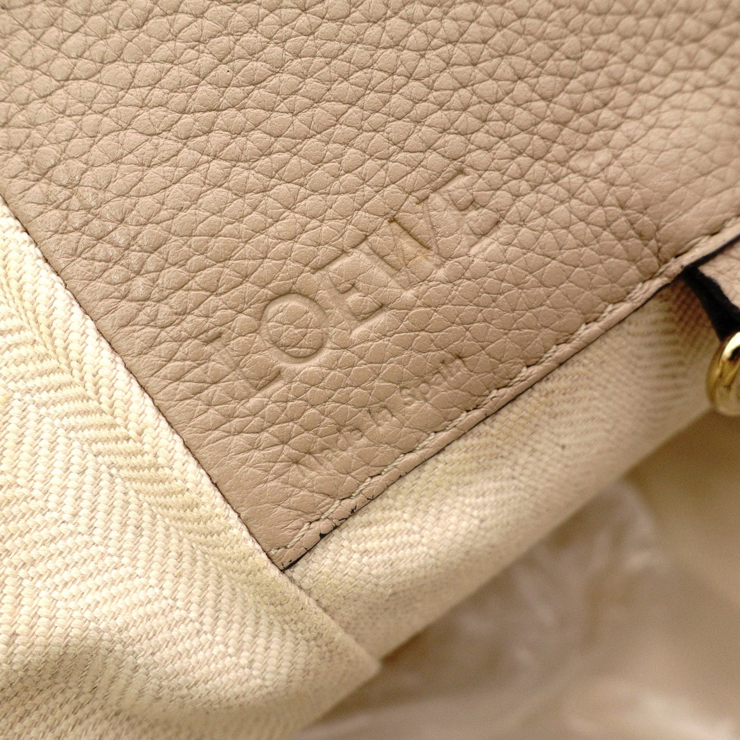 LOEWE Hammock Small Handbag, Leather, Beige, 2-Way Crossbody