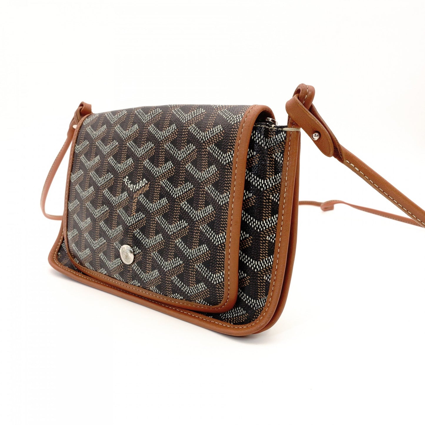 GOYARD Plume Shoulder Bag PVC Leather Brown × Black Crossbody 7-8-596