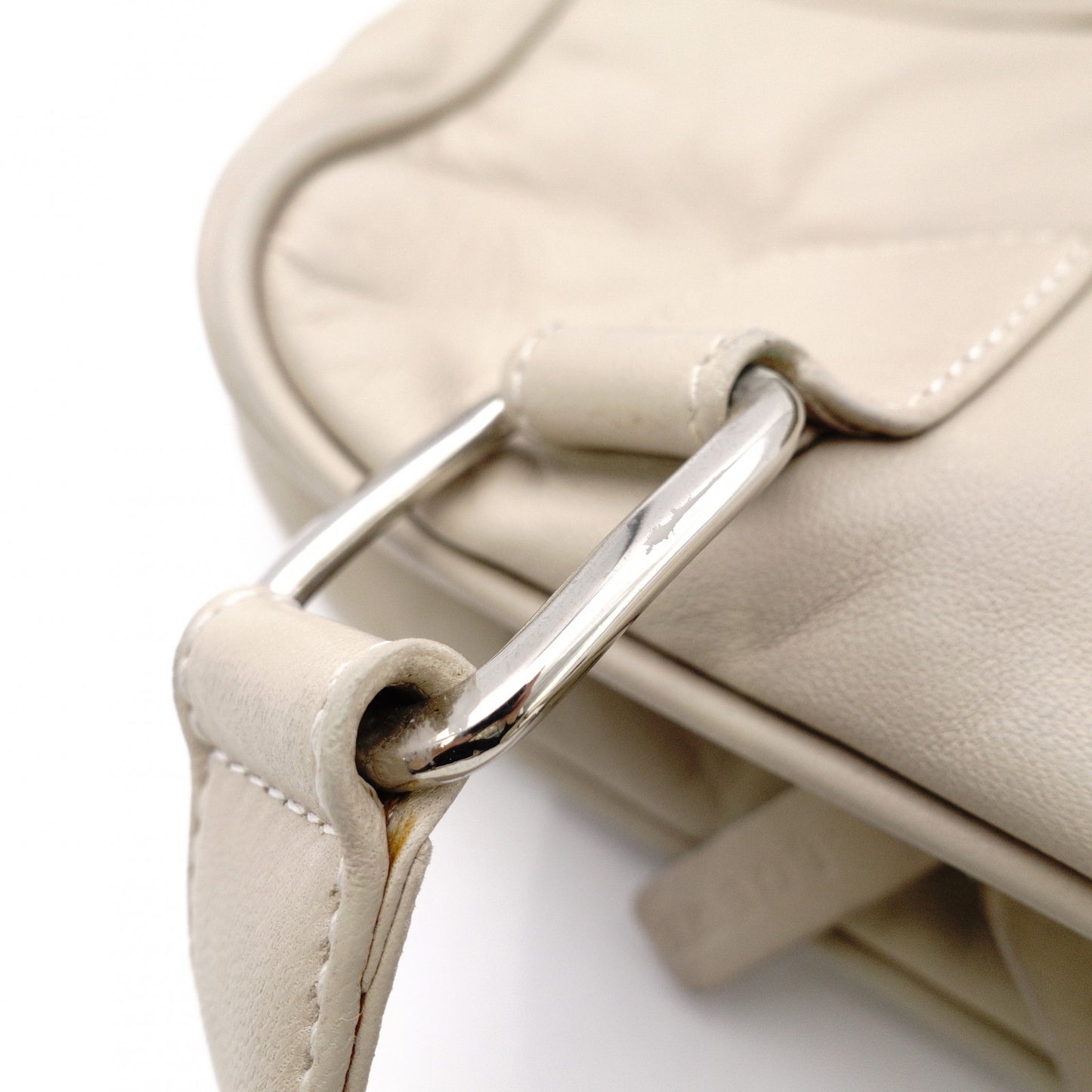 LOEWE Anagram Shoulder Bag Leather Beige Vintage