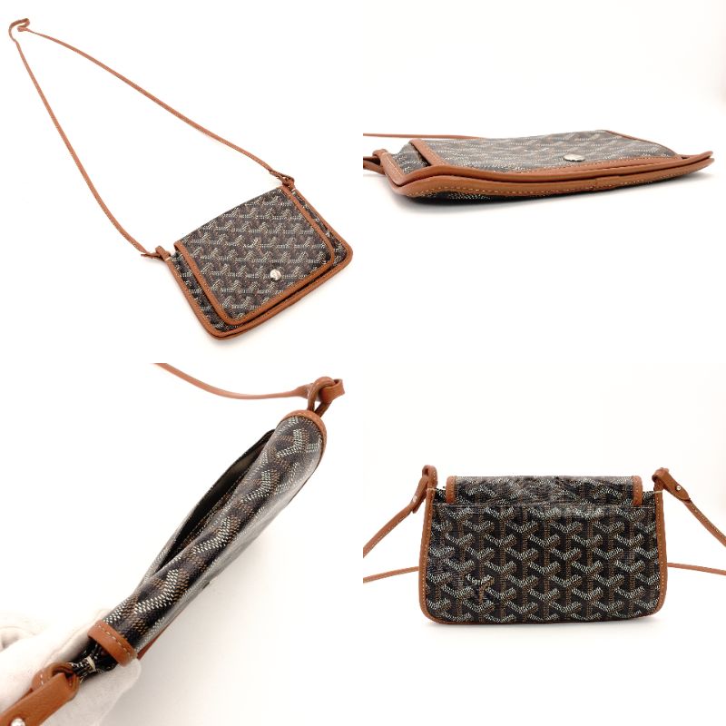 GOYARD Plume Shoulder Bag PVC Leather Brown × Black Crossbody 7-8-596