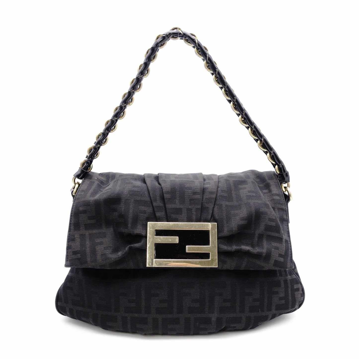 FENDI Zucca Shoulder Bag Canvas Black