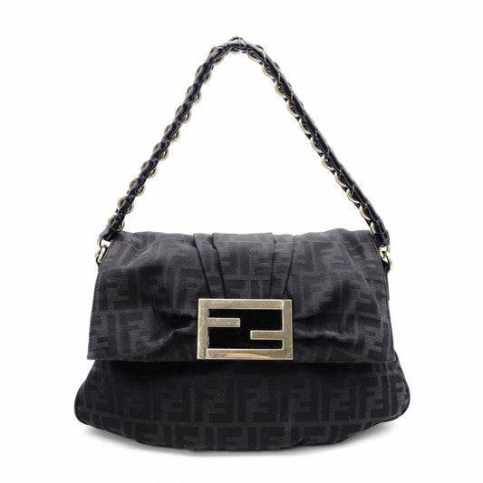 FENDI Zucca Shoulder Bag Canvas Black