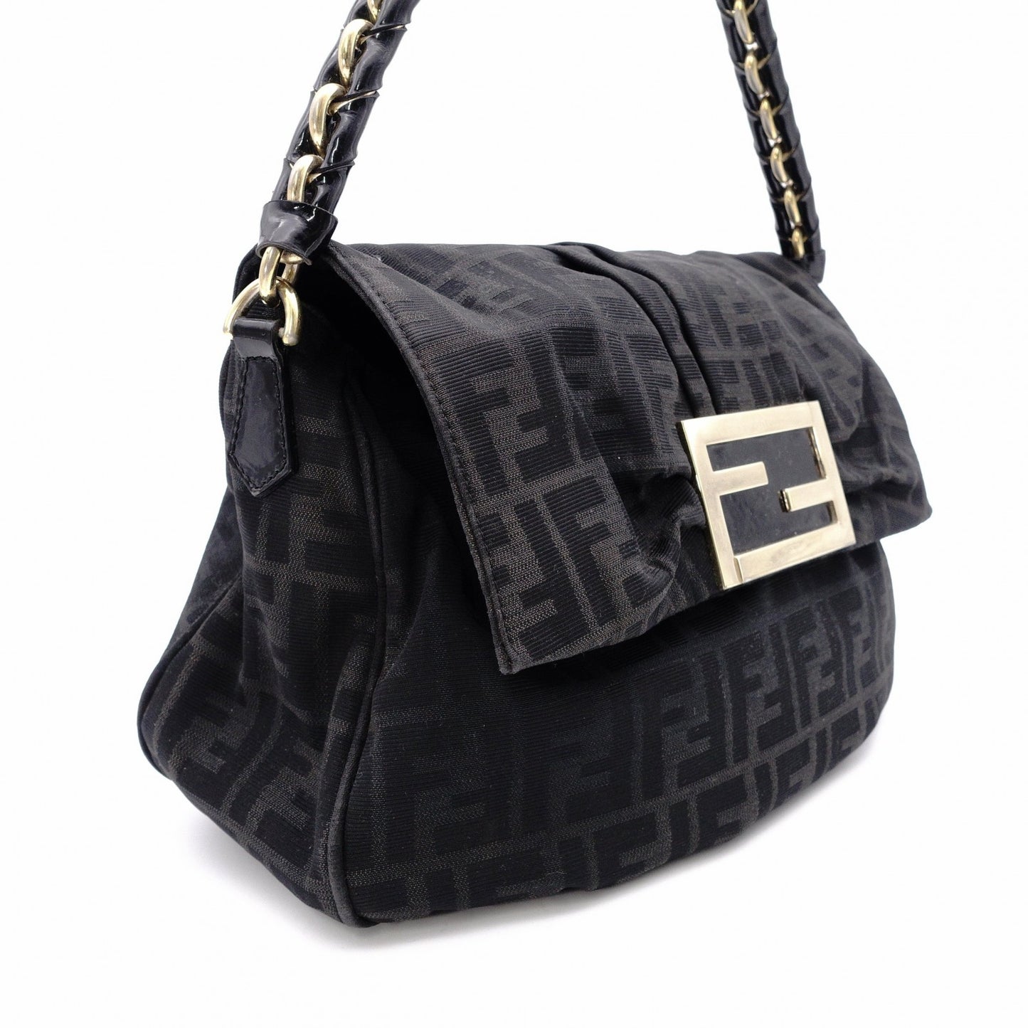 FENDI Zucca Shoulder Bag Canvas Black
