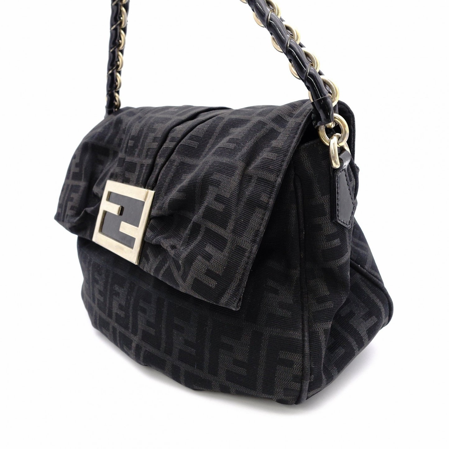 FENDI Zucca Shoulder Bag Canvas Black