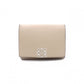 LOEWE Anagram Compact Wallet, Tri-fold, Leather, Beige, Women's