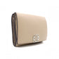 LOEWE Anagram Compact Wallet, Tri-fold, Leather, Beige, Women's